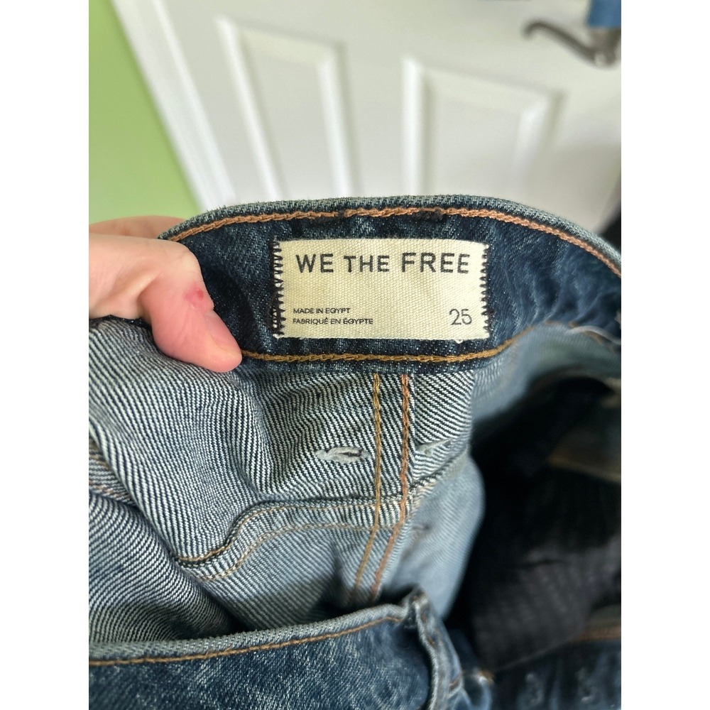 Free People We The Free Good Luck Barrel Jeans Mid Wash Denim Blue Size 25 - Picture 6 of 7